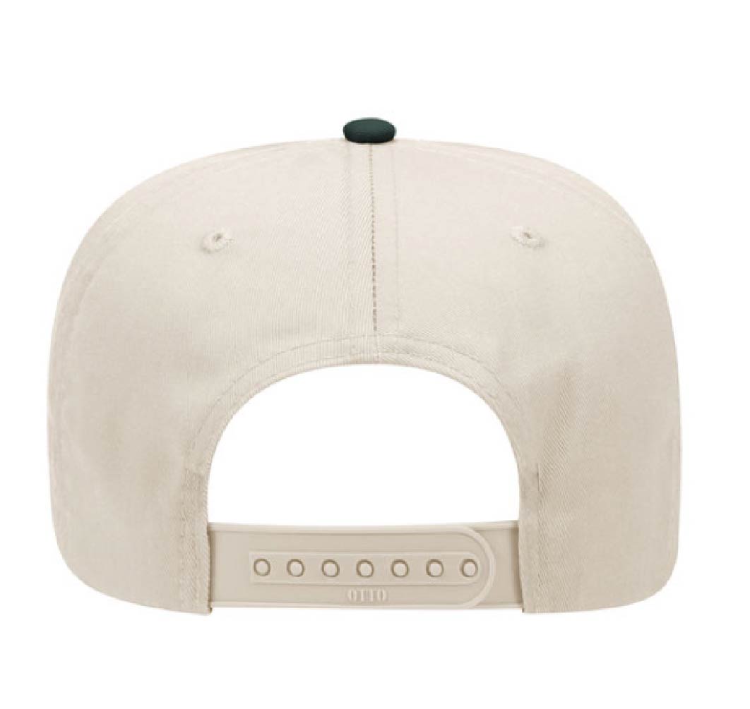 Back view of OttoCap 31-069 adjustable snapback hat in khaki and green