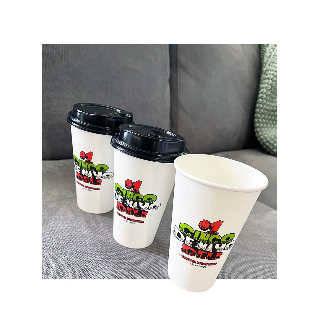 Coffee Cups - paper to-go cups with lids (single wall) 