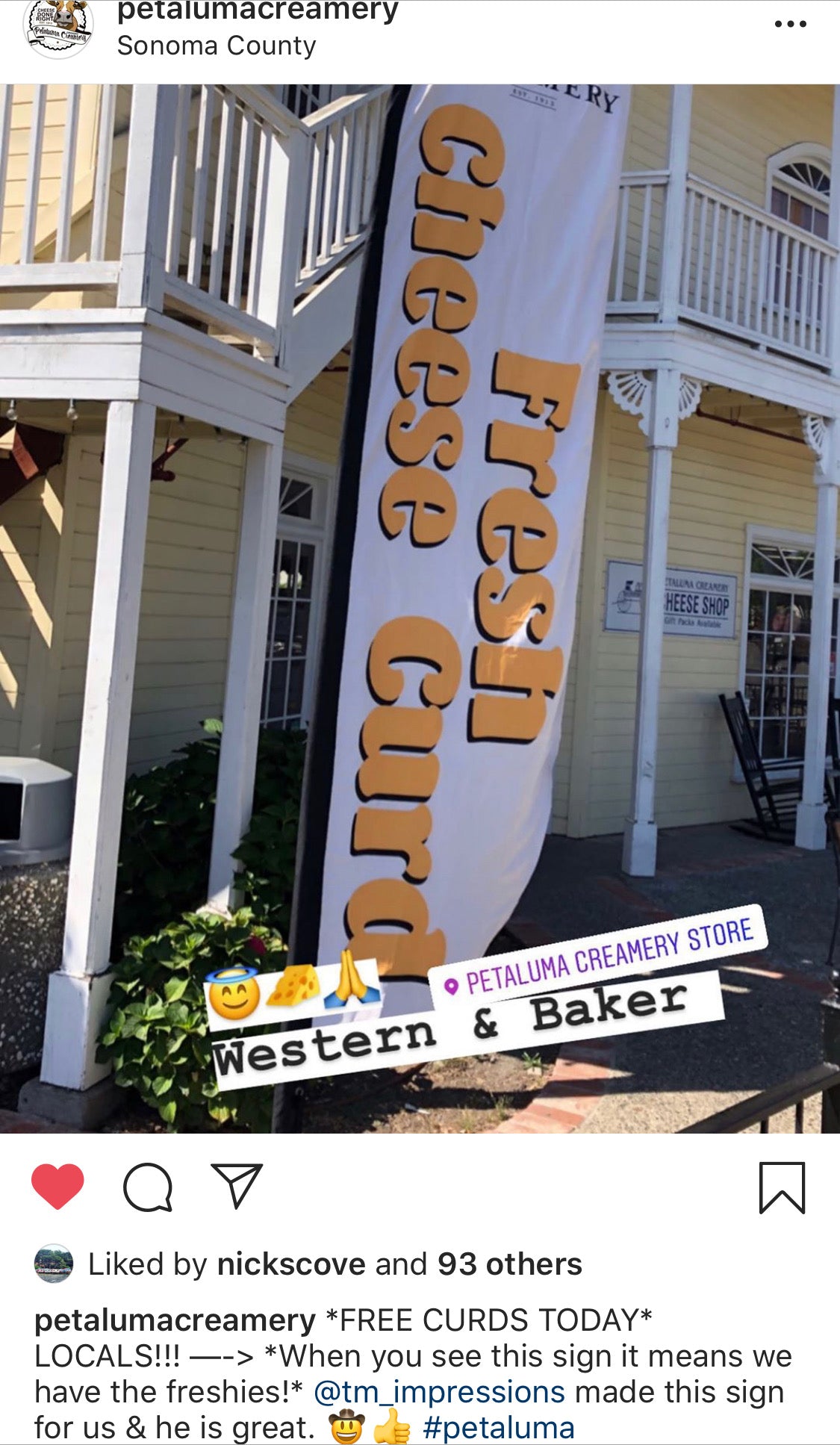 Double-sided promotional flag for a local creamery, used to promote limited-time offers and draw in foot traffic