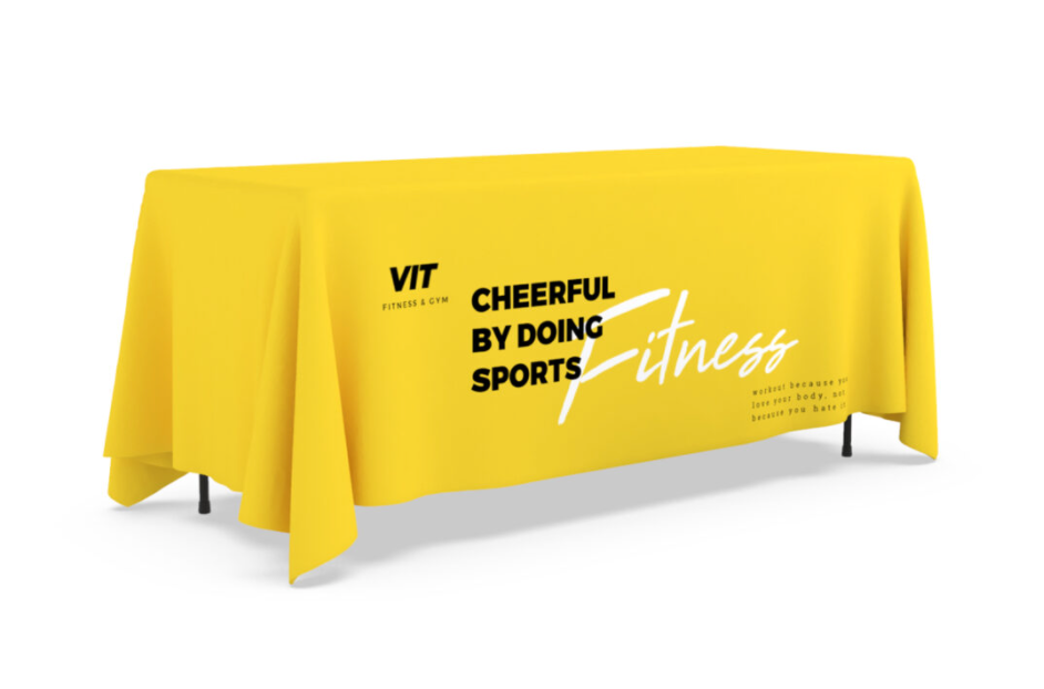 Custom black table throw featuring a bold logo design for DFW Auto Detailing Plus, perfect for car shows and pop-up booths